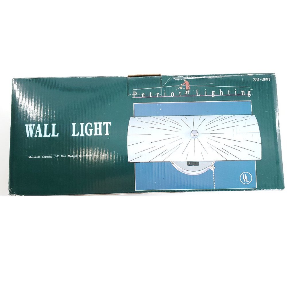 Patriot Lighting Wall Light Channel Glass Chrome Finish White with Sunburst New